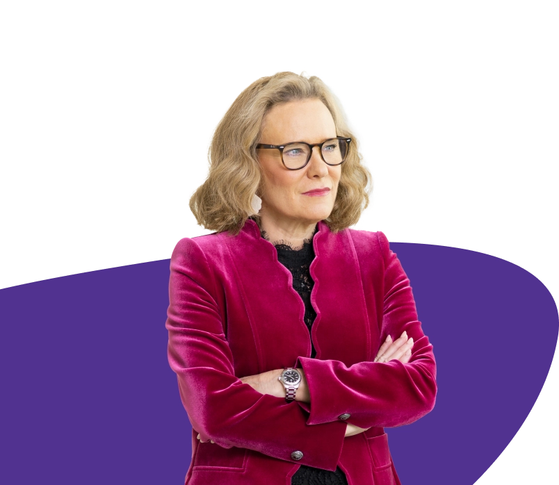 Foto von Belén Garijo mit Zelle dahinter (Grafik)